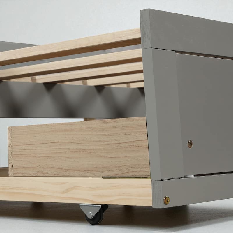Extendable Wooden Daybed with Trundle and Storage Drawers, Twin to King Size, Sofa Bed with Slats