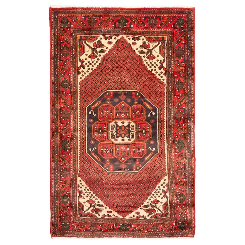 ECARPETGALLERY Hand-knotted Andelz Dark Red Wool Rug - 3'10 x 6'5