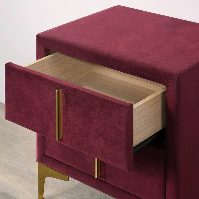 Glim Glam Fabric 2-Drawer Nightstand by Furniture of America