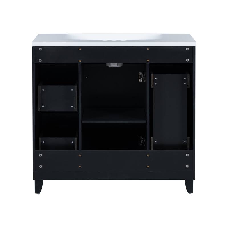 36 Inch Bathroom Vanity with Sink Combo Solid Wood Cabinet 3 Drawers