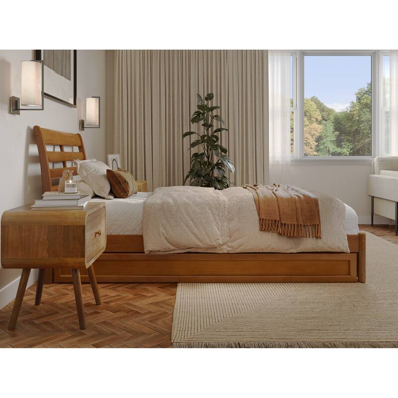 Emelie Platform Bed with Panel Footboard and Twin XL Trundle