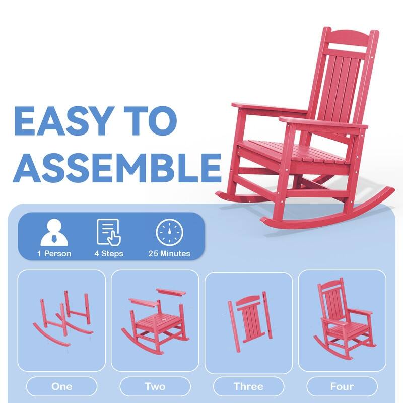 High-Back Oversized Plastic Rocking Chair –Stable & Smooth Glide