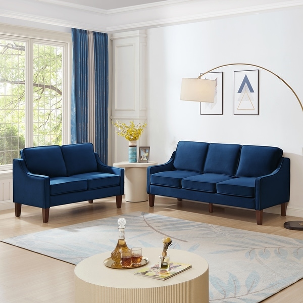 Velvet Upholstered Loveseat Sofa Modern Small 2 Seater Couch with Wooden Legs for Living Room Bedroom Office Bed Bath Beyond 41628905