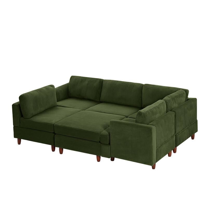 95.6" Corduroy Modular Sectional Sofa (6-Seater) with Sleeper Function