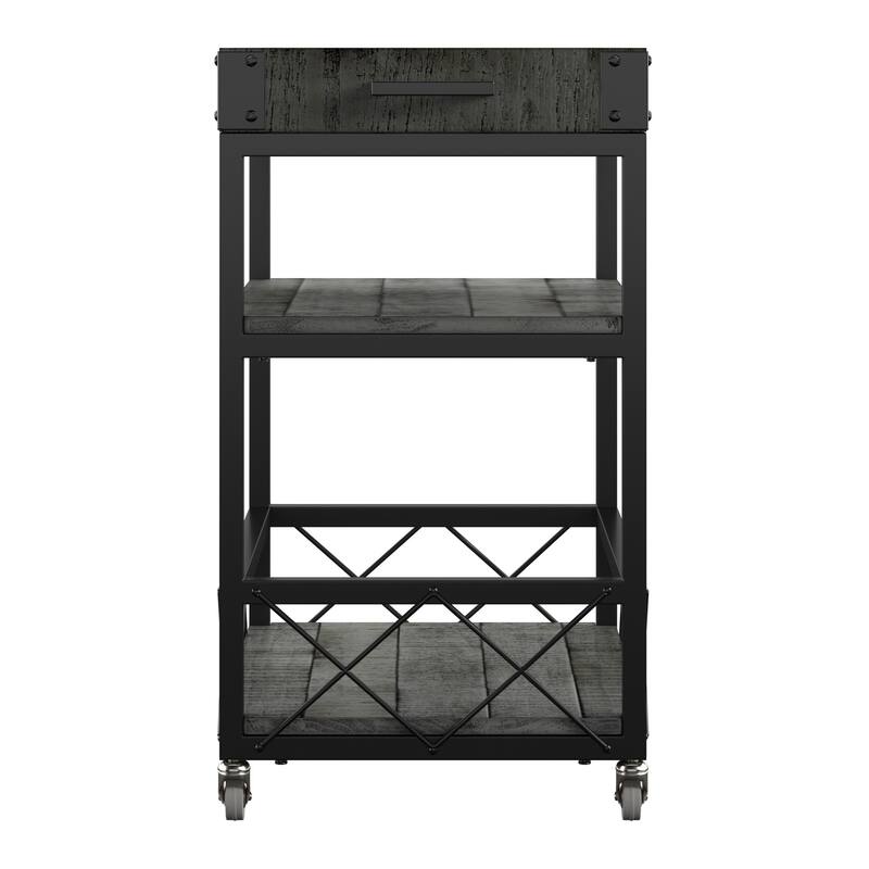 Myra Rustic Serving Cart with Wine Inserts and Removable Tray Top by iNSPIRE Q Classic