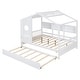 preview thumbnail 40 of 42, Twin Wooden House Bed with Trundle & Built-in Storage Shelves, Space-Saving Kids Bed Frame