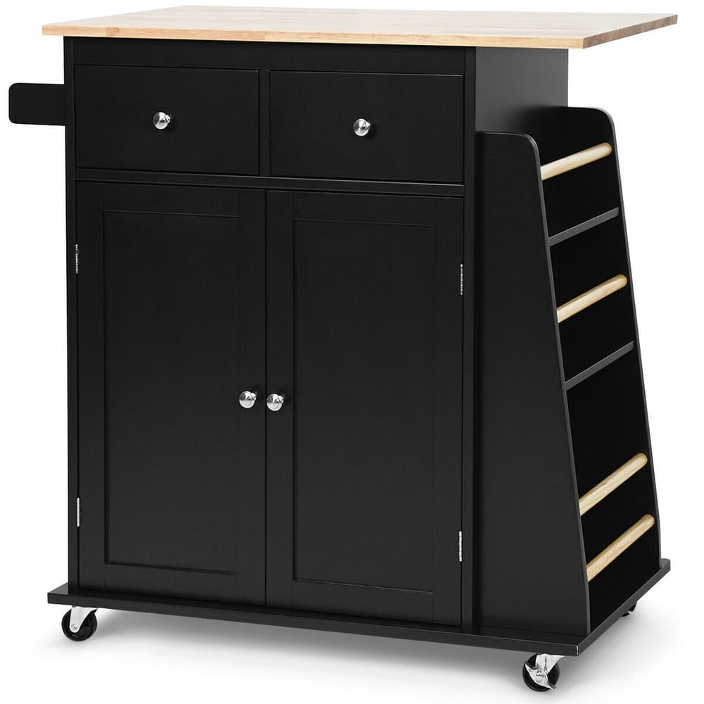 Gymax Rolling Kitchen Island Utility Trolley Cabinet Storage Spice