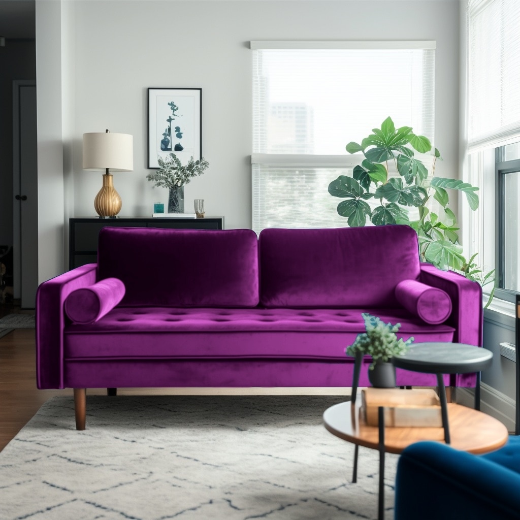 Lando 70" Pink Velvet Mid-Century Sofa