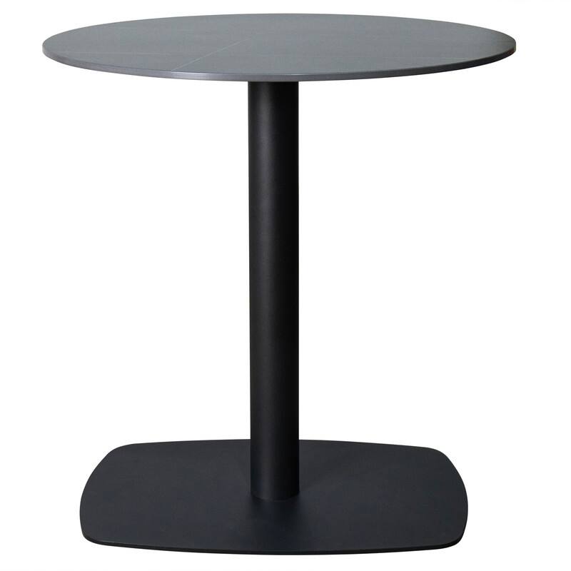 Vail Round Dining Table 36 in. Sintered Stone Tabletop in Black Stainless Steel Square Pedestal Base for Kitchen and Dining Room