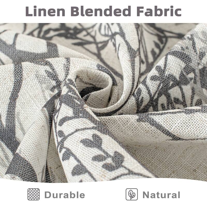 DriftAway Tree Branch Linen Blend Botanical Pattern 3 Pieces Semi Sheer Kitchen Set