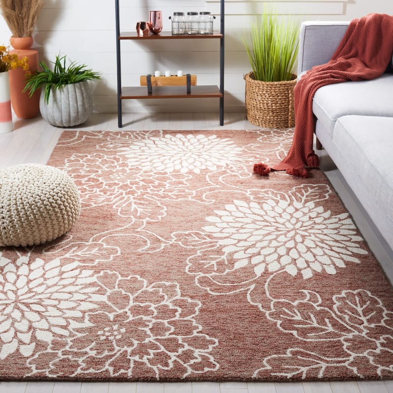 SAFAVIEH Handmade Jardin Ketevan Floral Wool Rug - 5' x 8' - Brown/Ivory