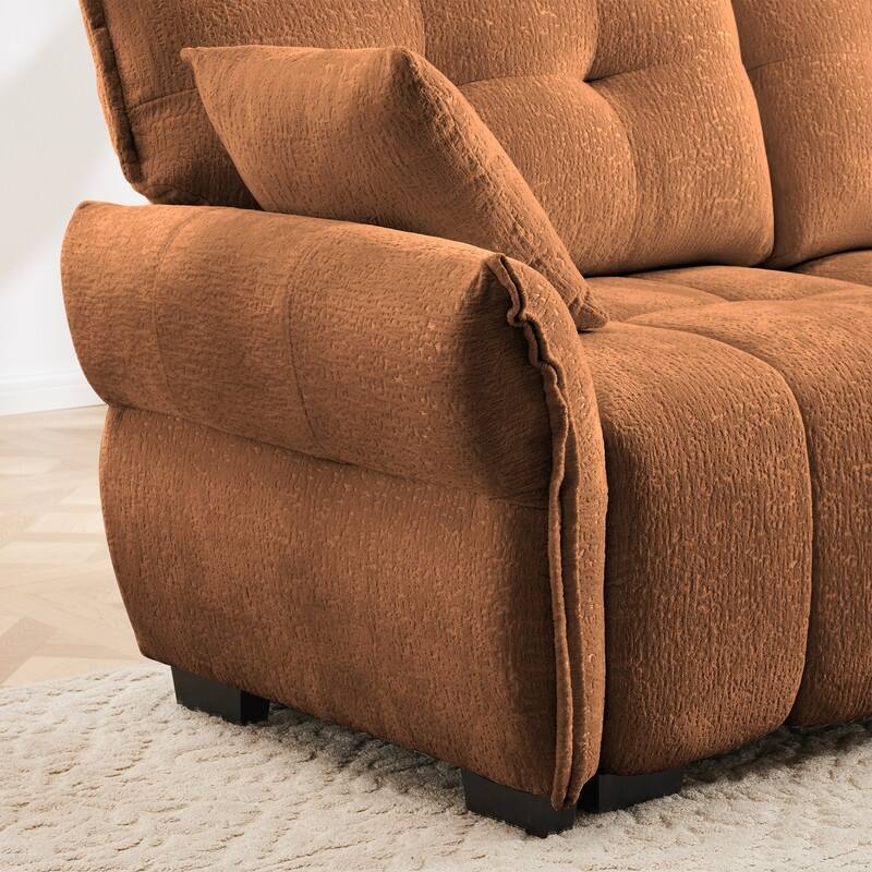 110.2" Chenille Three Seater Upholstered Sofa, 3 Ottoman