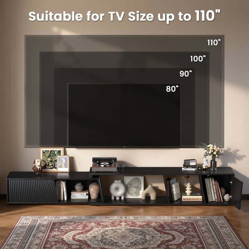 Meyreso Modern Extendable TV Stand with Drawers, Adjustable 71-106 Inch Media Console