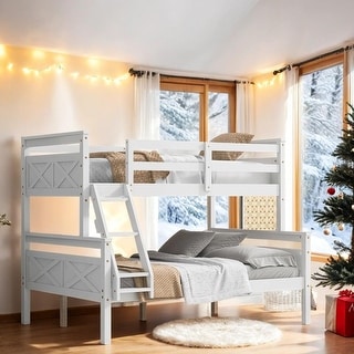 Twin-over-full 2 Bunk Beds in 1,Twin over Full Bunk Bed with ladder, Safety Guardrail, Perfect for Bedroom