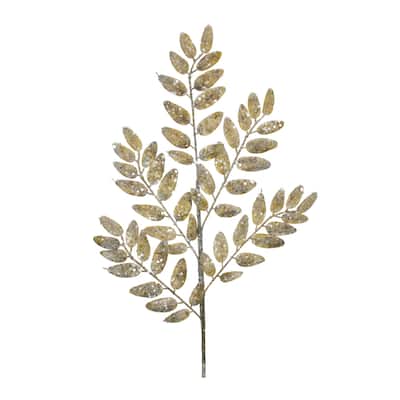 Glittered Leaf Artificial Christmas Sprays - 26.5" - Green - Set of 6