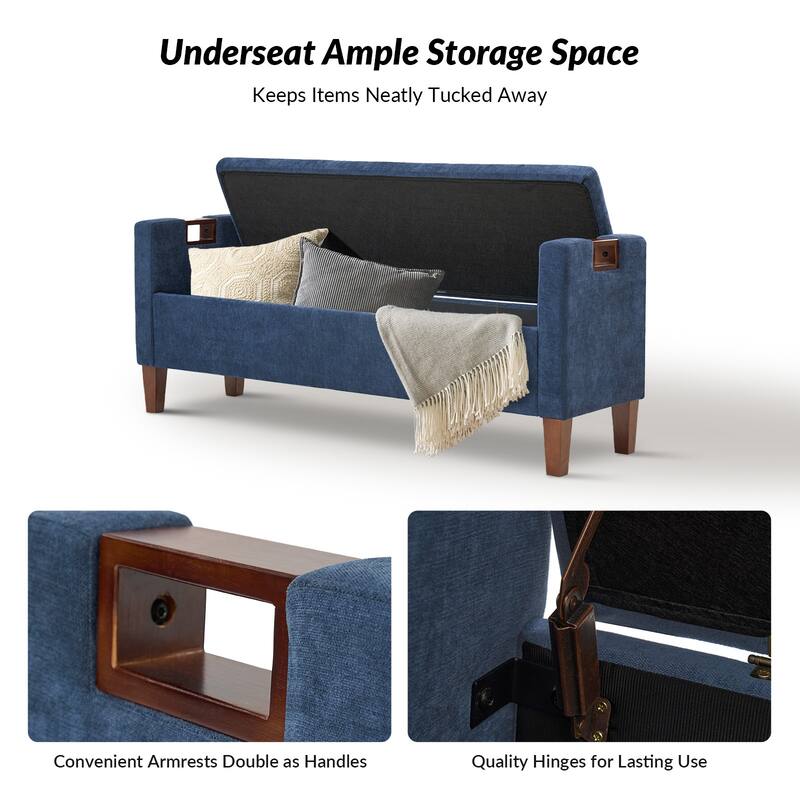 Clara Storage Bench with Solid Wood Legs by HULALA HOME