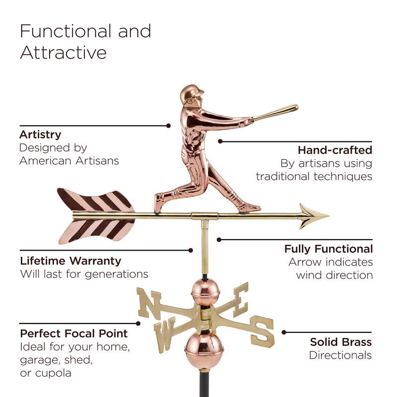 Baseball Player Copper Weathervane