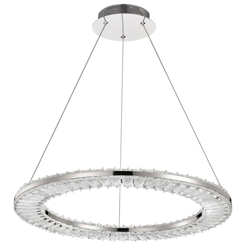 Nova LED 23 Inch Round Pendant Polished Nickel Finish K9 Crystal - Polished Nickel