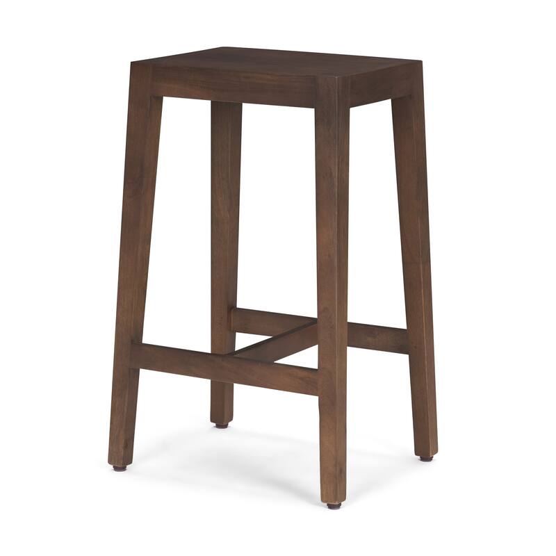 Colony Light Brown Solid Wood Counter Stool - 16.0L x 13.0W x 25.0H - Dark Brown