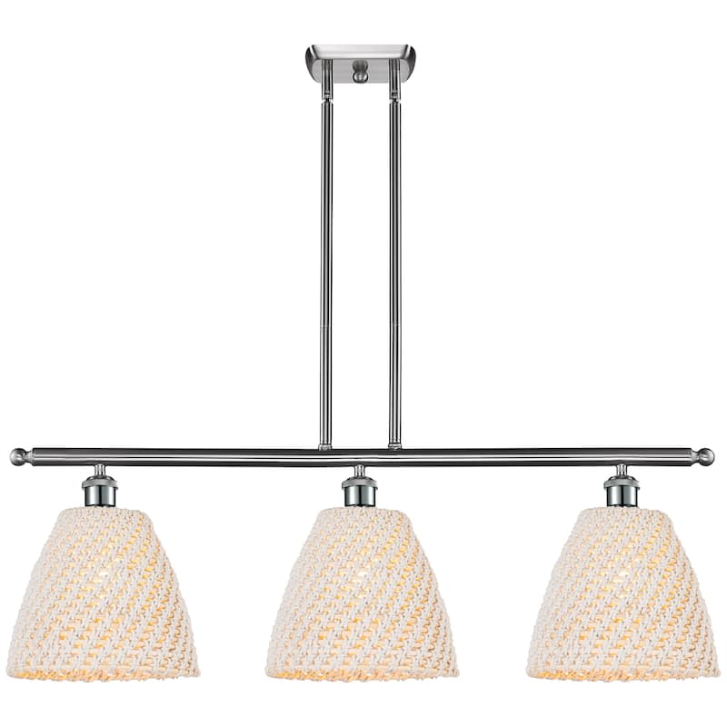 Innovations Lighting Endless Possibilities Ballston - Bristol Natural - 3 Light 36" Stem Hung Island Light - Brushed Satin Nickel