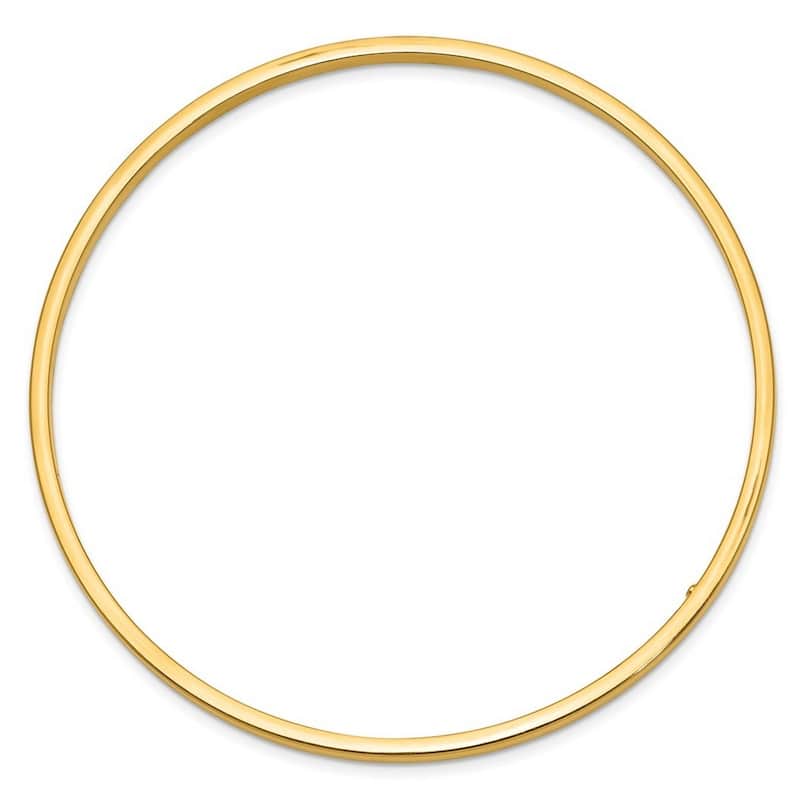 Curata 14k Yellow Gold Slip on Hollow tube 3mm Polished Square Tube Bangle Bracelet