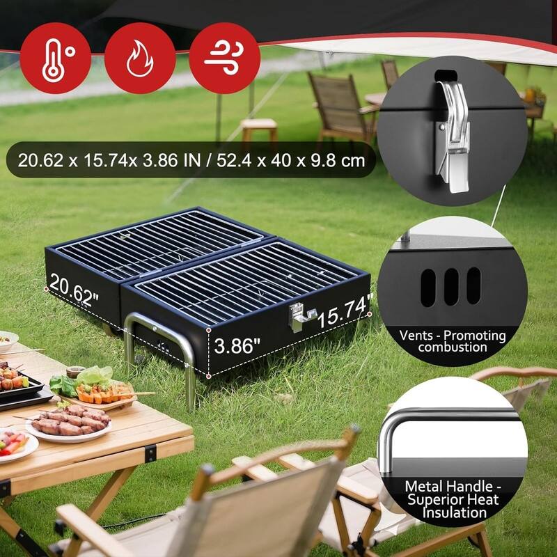 Portable Charcoal Grill, Table Top Small BBQ Grill
