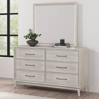 Roundhill Furniture Seluna 6-Drawer Bedroom Dresser with Mirror, Gray Oak Finish