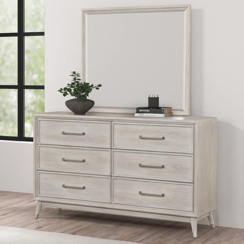Roundhill Furniture Seluna 6-Piece Bedroom Set with Touch LED Lighting, Gray Oak Finish