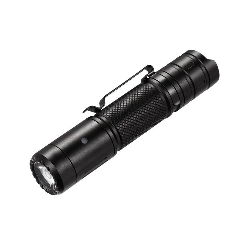 Black Rechargeable LED Flashlight 1200 Lumens with 6 Modes IP66 Waterproof - 1.2 × 1.0 × 4.8 in