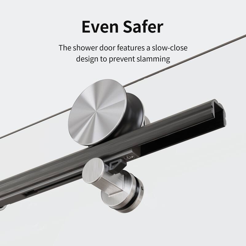 56-60" W x 60" H Frameless Single Sliding Shower Door, 8mm Tempered Glass Soft-Close Bathroom Enclosure - 60x60"