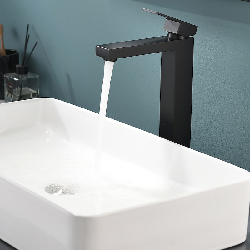 12-inch Tall Modern Black Single Handle Basin Bathroom Faucet