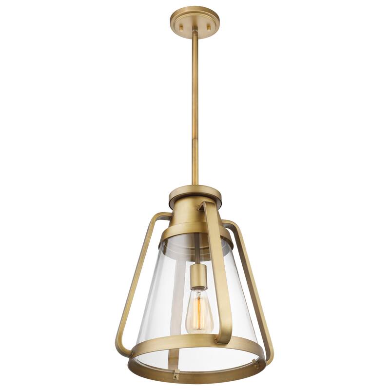 Everett 1 Light 14 Inch Pendant Natural Brass with Clear Glass - Natural Brass