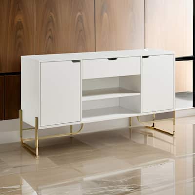 Bery 62 Inch TV Media Entertainment Console, 2 Cabinets, 1 Drawer, White