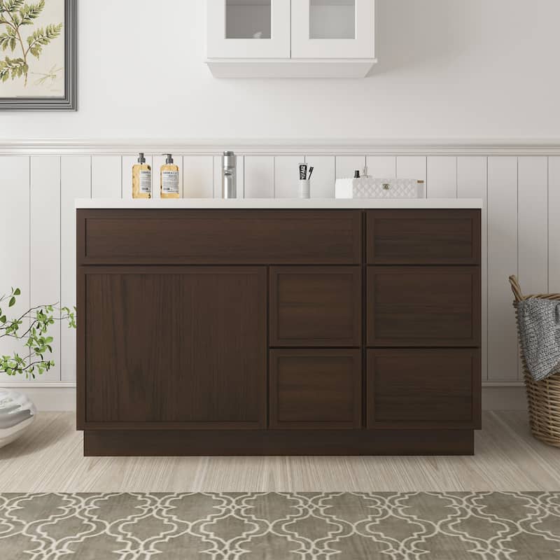 Vanity Art 51" Birch Freestanding Bathroom Vanity Cabinet without Top - Brown