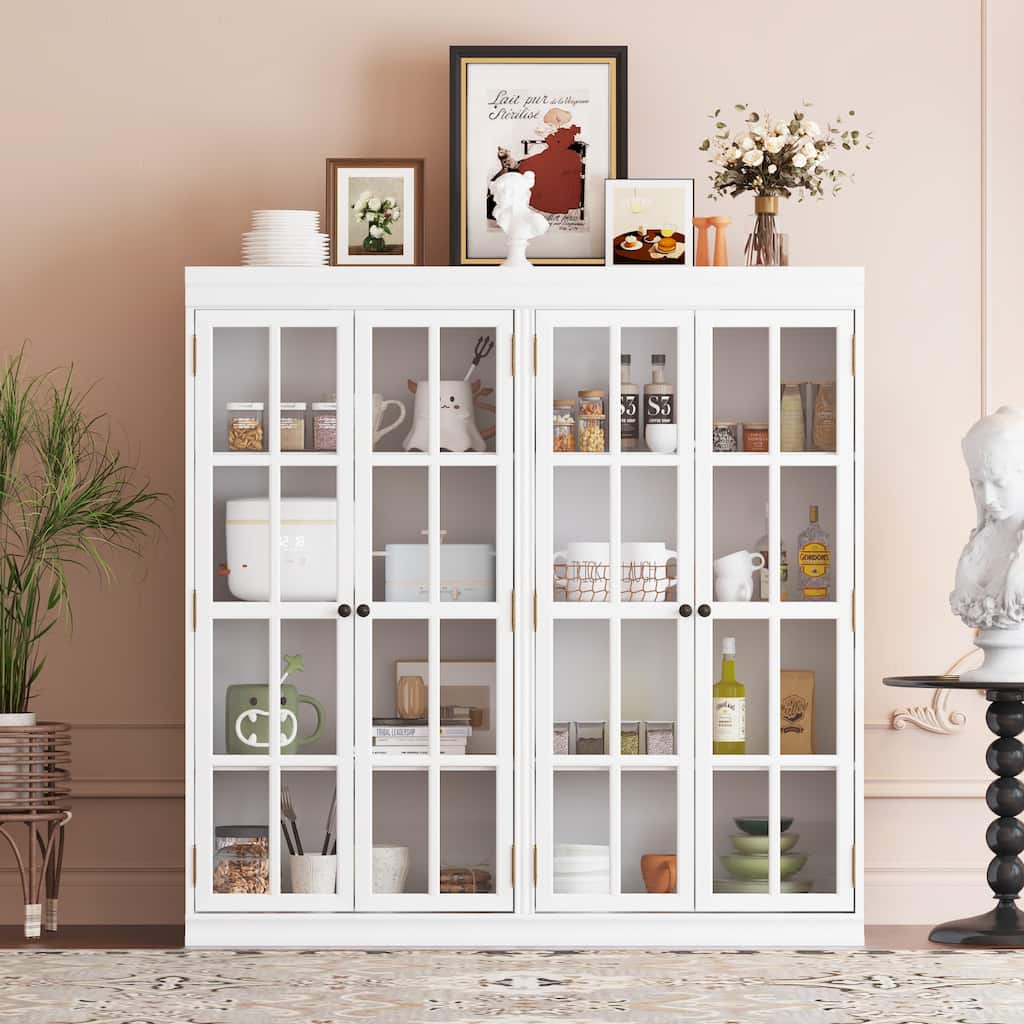 White Storage and Display Cabinet: Glass - door Showcase, Ample Storage & Thoughtful Details