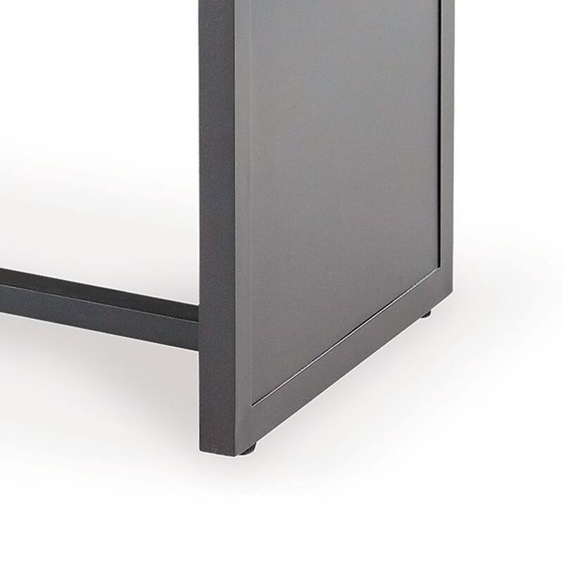 38 Inch Outdoor Table, Rectangular Faux Wood Top, Modern Two Tone Brown