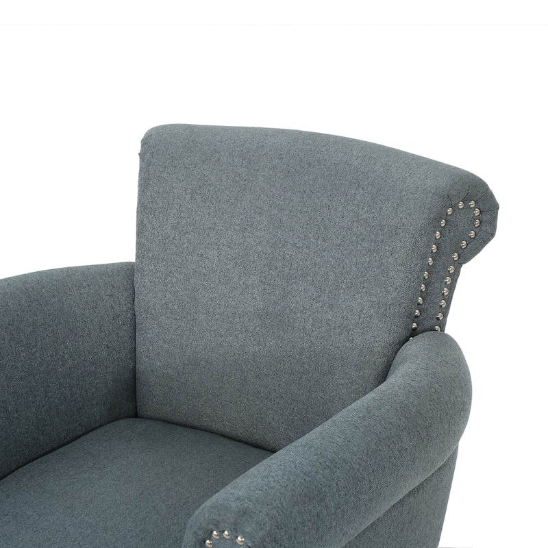 Brice Contemporary Scroll Arm Club Chair with Nailhead Trim by Christopher Knight Home
