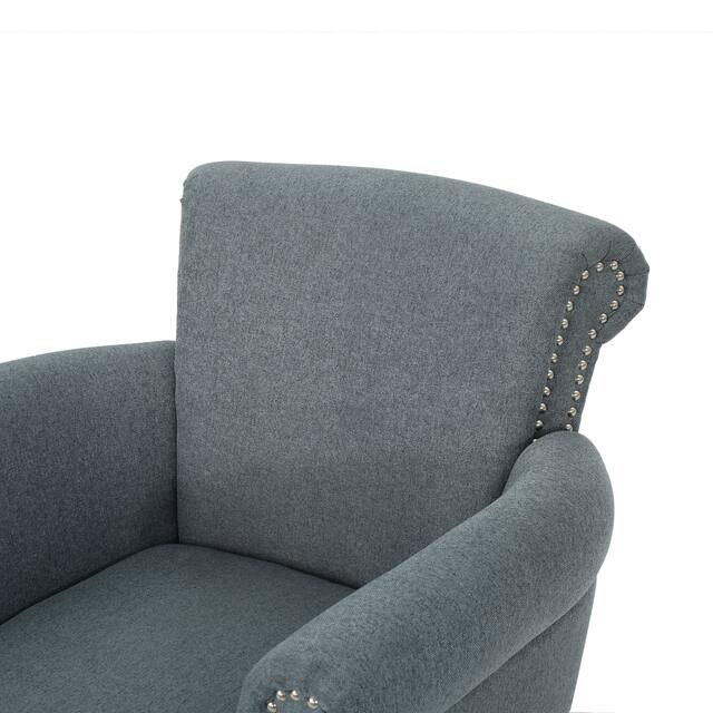 Brice Contemporary Scroll Arm Club Chair with Nailhead Trim by Christopher Knight Home