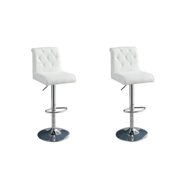 slide 2 of 26, Adjustable Bar stool Faux Leather Tufted Chrome Base Set of 2