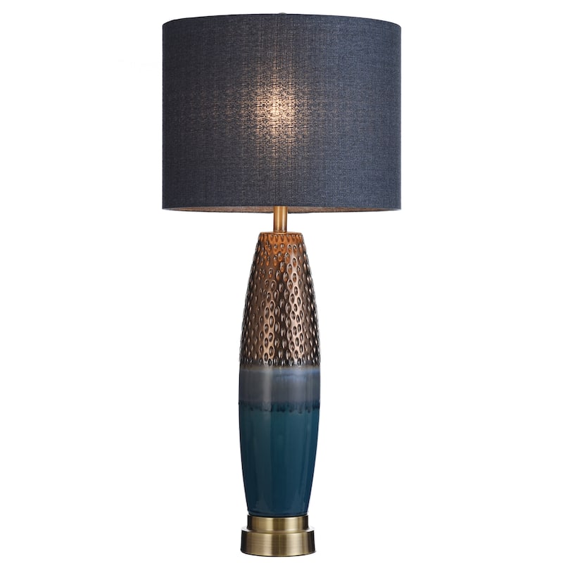 StyleCraft Bedford Blue and Copper Table Lamp - Blue Shade
