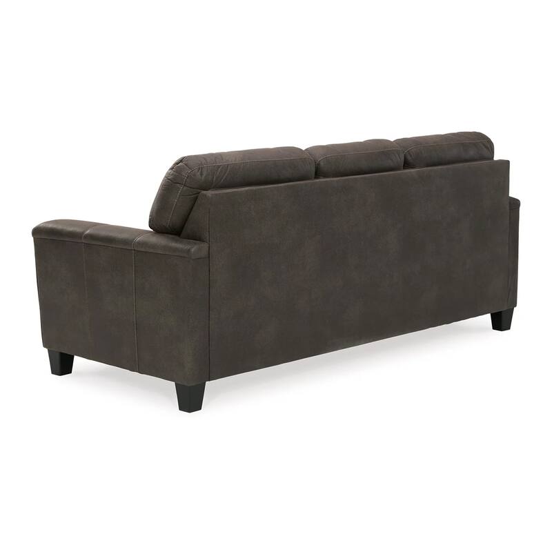 Nav 89 Inch Queen Sofa Sleeper with Plush Cushions, Taupe Faux Leather
