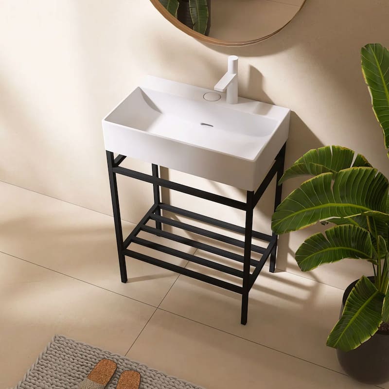 24" Freestanding Bathroom Vanity with Ceramic Sink - 23.62'' x13.98'' x 33.46''