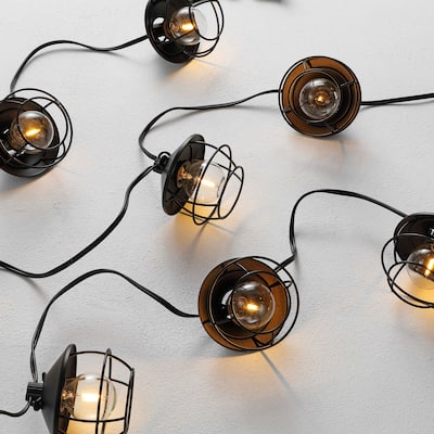 SAFAVIEH Lighting Agitha 10 FT Led Outdoor String Lights - Black