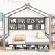 preview thumbnail 14 of 17, Full House Bed with Roof Frame and Under Bed Storage Unit Grey