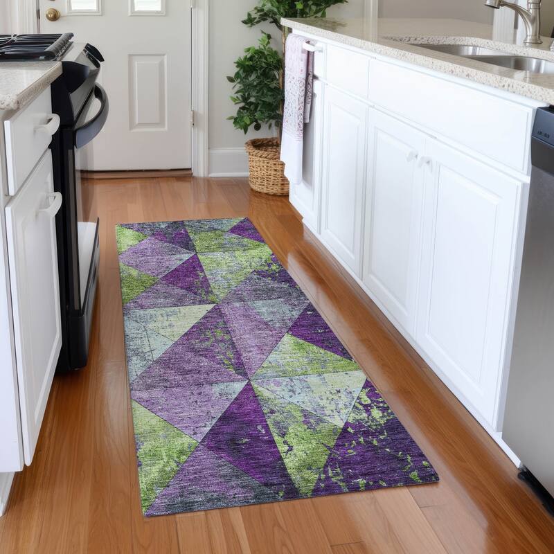 Premium Washable Super Soft Diamond Mosaic Mayfield Rug - Purple - 2'3" x 7'6"