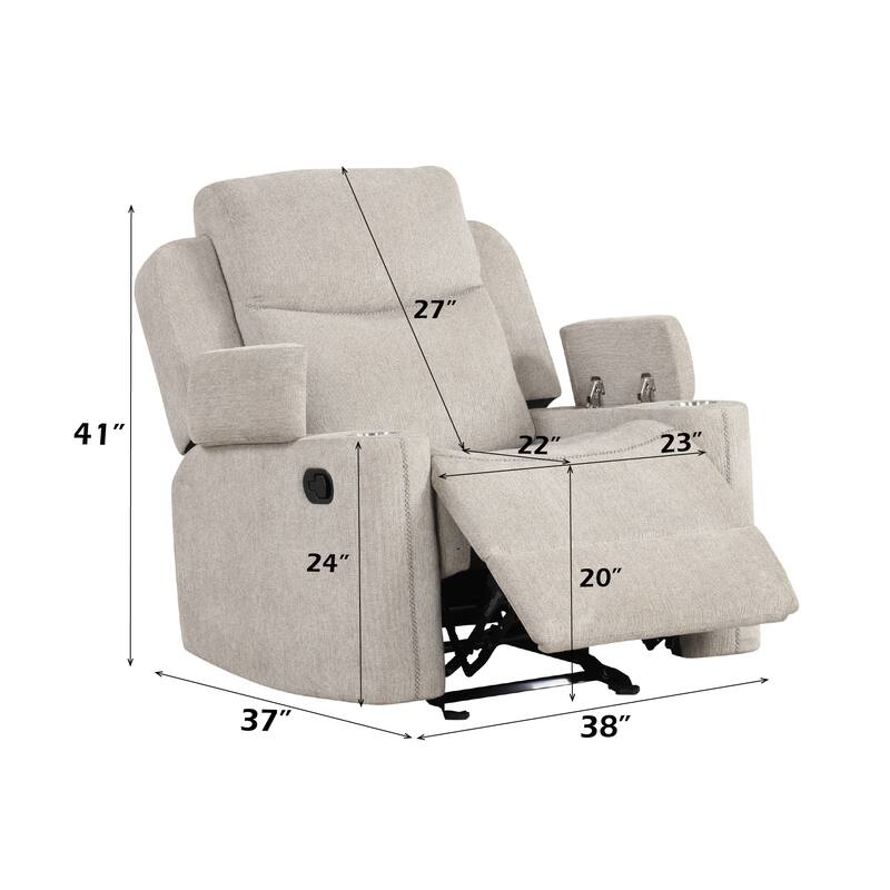 Light Gray Chenille Motion Glider Recliner - Grey