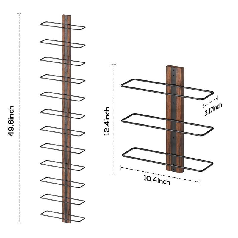 Wine Rack Wall Mounted - 10.7"D x 3.2"W x 12.4"H