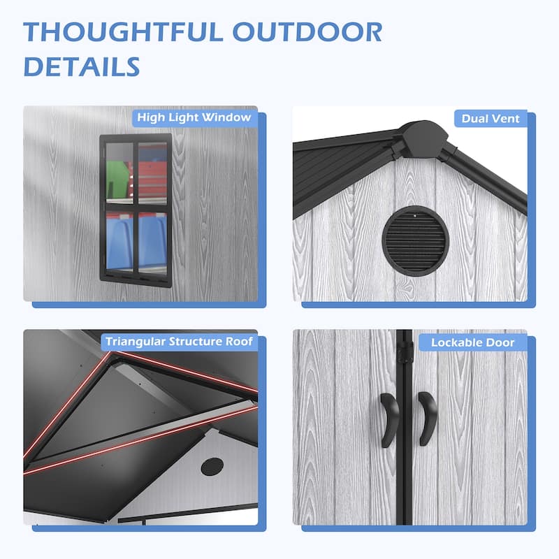 7.4 ft. W x 7.4 ft. D All-Weather Resin Outdoor Plastic Storage Shed