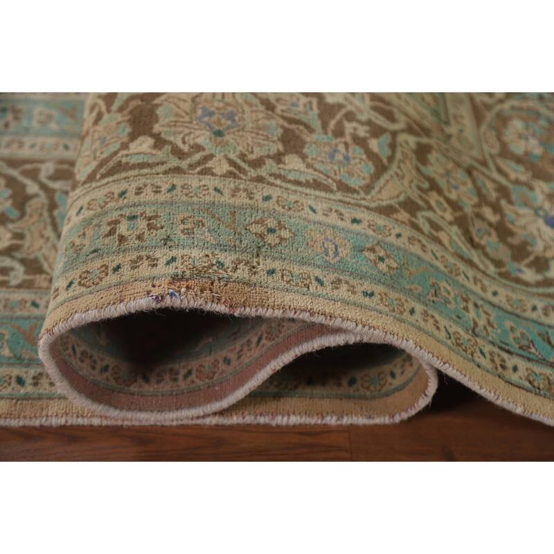 Hand Knotted Oriental 100% Wool Carpet Traditional Floral Peach Mashad Area Rug - 12' 9'' X 9' 10''