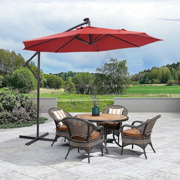 assembly manual 10 hanging solar led umbrella patio sun Tangkula 10FT Outdoor Lighted Shade Market Umbrella with Cover and Cross Base (Beige) : Patio, Lawn & Garden Find the perfect angle Solar LED Offset Patio Umbrella